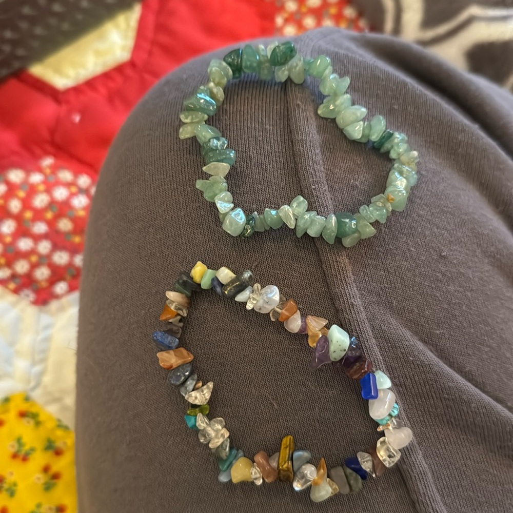 Pair of Gemstone chip stretch bracelets
